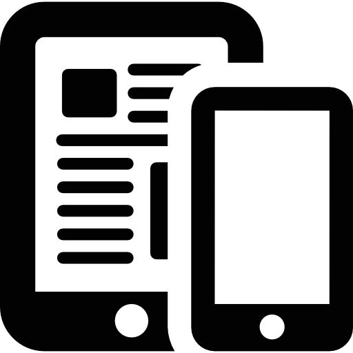 Tablet with Text and Smartphone Symbol