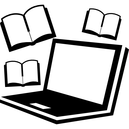 Computer and books studying tools icon