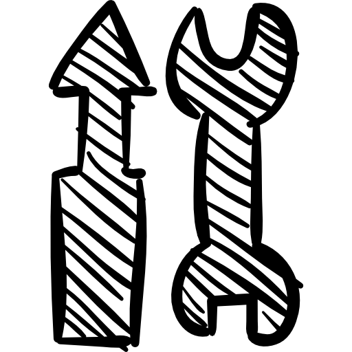 Screwdriver and double wrench hand drawn construction tools icon