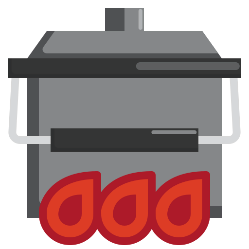 Pot on fire icon
