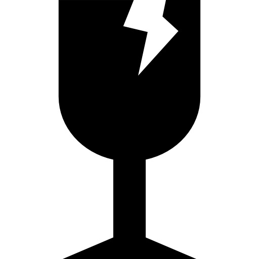 Glass warning sign for shopping packages icon