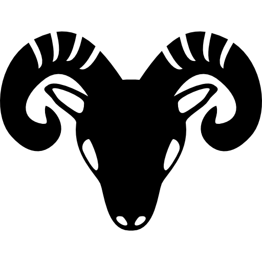 Aries zodiac symbol of frontal goat head icon