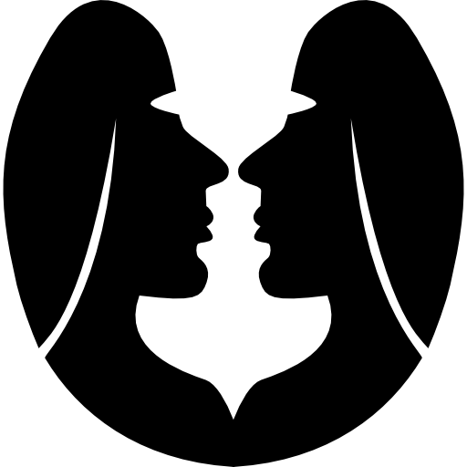 Gemini zodiac symbol of two twins faces icon