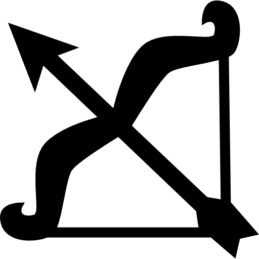 Sagittarius arch and arrow symbol icon