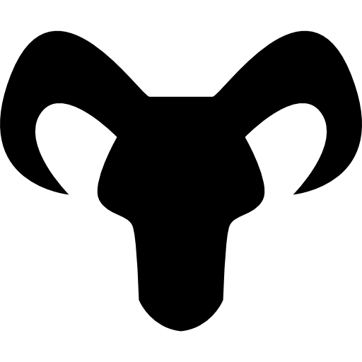 Capricorn astrological sign of head black silhouette with horns icon