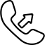 Answer a call interface symbol of auricular with an arrow icône 64x64