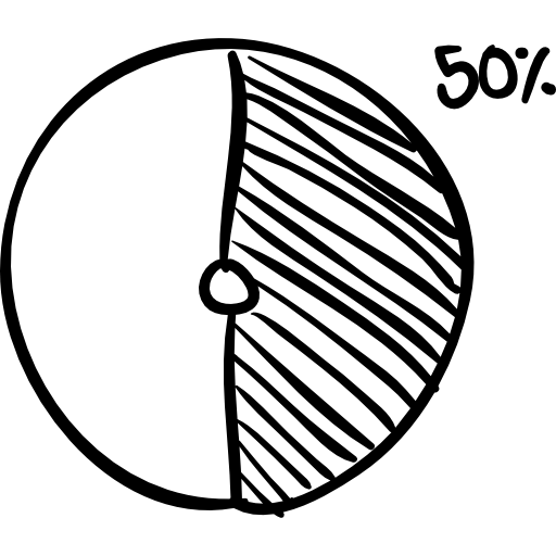 Circle of graphic with 50 percent full sketch icon
