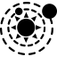 Solar system of circular shape with sun and some planets on orbits 图标 64x64