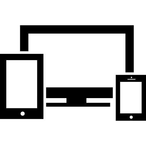 Responsive symbol with a widescreen monitor a cellphone and a tablet ícono