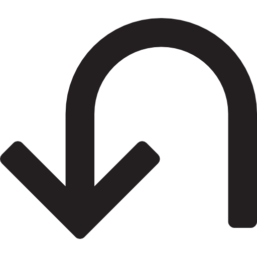 Curved Down Left Arrow icon