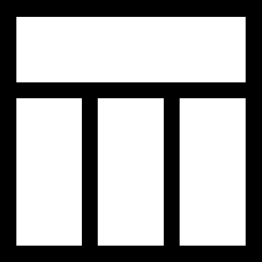 Layout square outlined button of three columns with the header icon