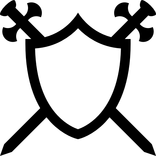 Shield with two swords in cross icon