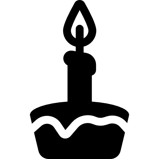 Cake and candle icon