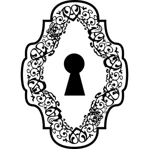 Keyhole in an ornamented vertical symmetrical shape icon