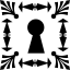 Keyhole in square frame formed by ornamental shapes icône 64x64