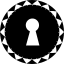 Keyhole shape in a circle with small triangles border ícono 64x64