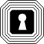 Keyhole shape in a square with points in angles surrounded by many outlines icône 64x64