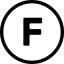 F inside a circle icon 64x64