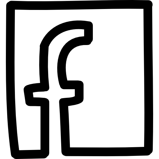 Facebook letter logo in a square hand drawn outline ícone