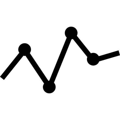 Analysis of business statistics in a line graphic with points icon