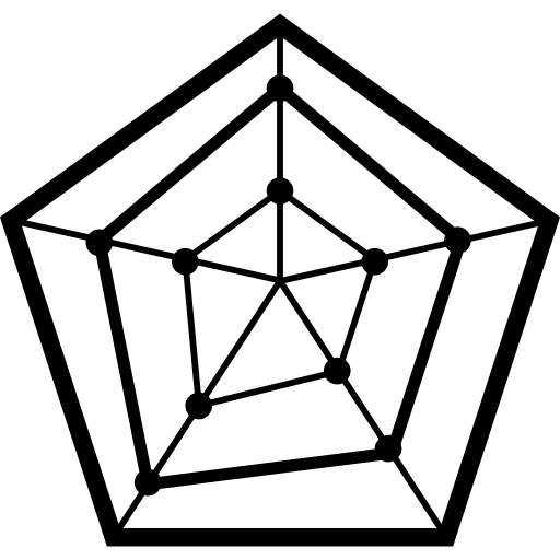 radar chart with pentagon shape icône