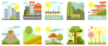 Landscapes jeu d'icônes
