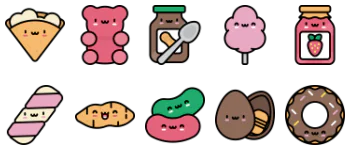 Кавайные конфеты набор иконок