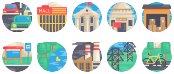 City buildings & Elements paquete de iconos