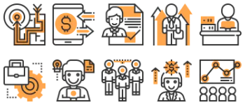 Управление бизнесом набор иконок