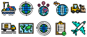 Глобальная логистика набор иконок