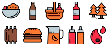 Picnic and bbq color icon pack