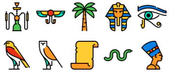 Linear Ancient Egypt Elements Icon-Paket