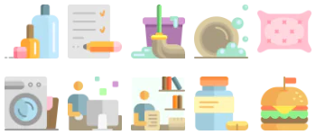Daily Routine Objects & Actions Icon-Paket