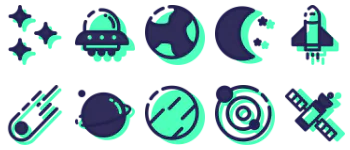 Space icon set pacote de ícones