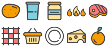 Picnic and bbq icons set icon pack