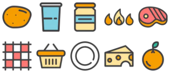 Picnic and bbq icons set