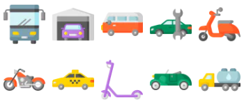 Транспортные средства и транспорт набор иконок