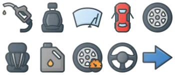 Cars & components jeu d'icônes