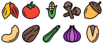 Овощи и семена набор иконок