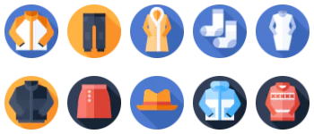 Winter clothes and accessories icon pack