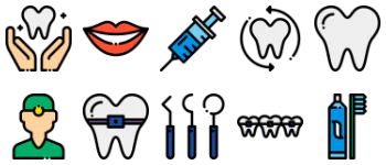 Стоматологическая помощь набор иконок