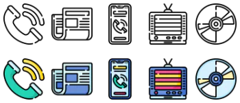 Communications and Media jeu d'icônes