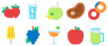 Летняя еда и напитки набор иконок
