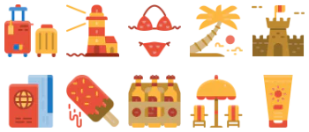 Summertime vacation icon pack