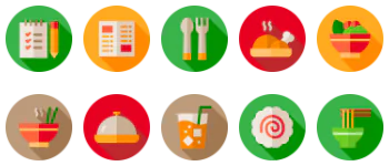 Asian Food Restaurant Icon-Paket