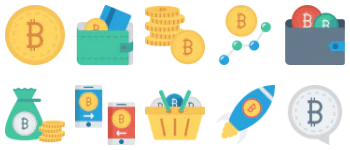 Bitcoin, Blockchain & Cryptocurrency pakiet ikon