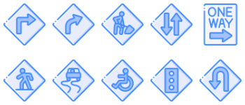 Дорожные знаки США набор иконок