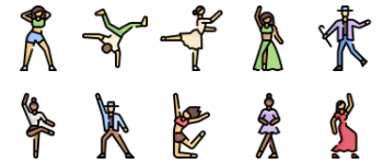 Стили танцев набор иконок