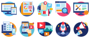 Marketing and Seo jeu d'icônes