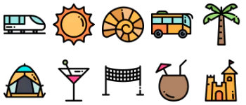 Holiday travelling icon pack